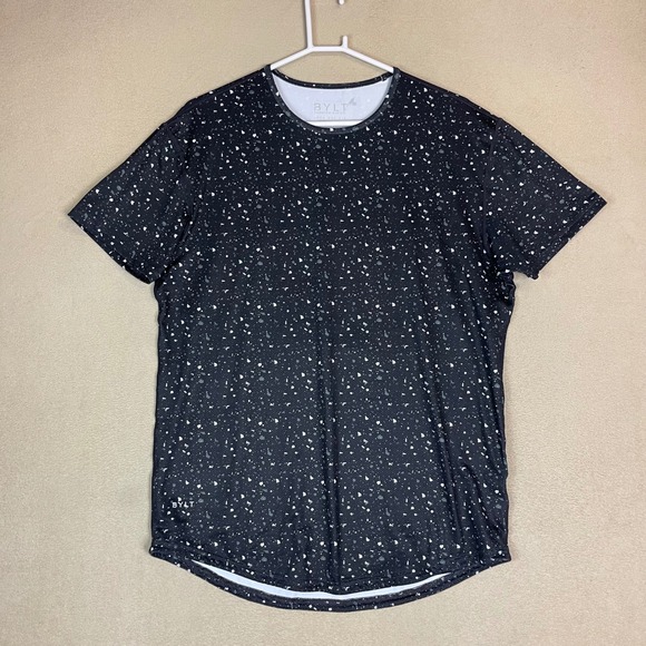 BYLT Basics Other - BYLT Premium Basics Drop Cut S/S Performance Mens L Black Speckled T-Shirt